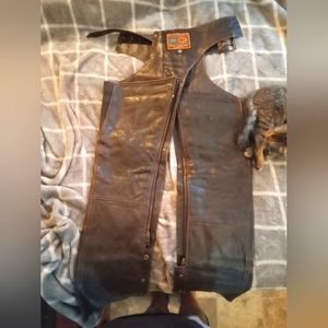 Brown leather chaps
